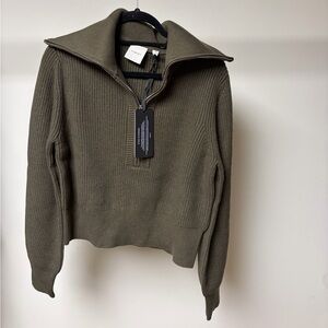 Varley Maura half zip knit olive night
